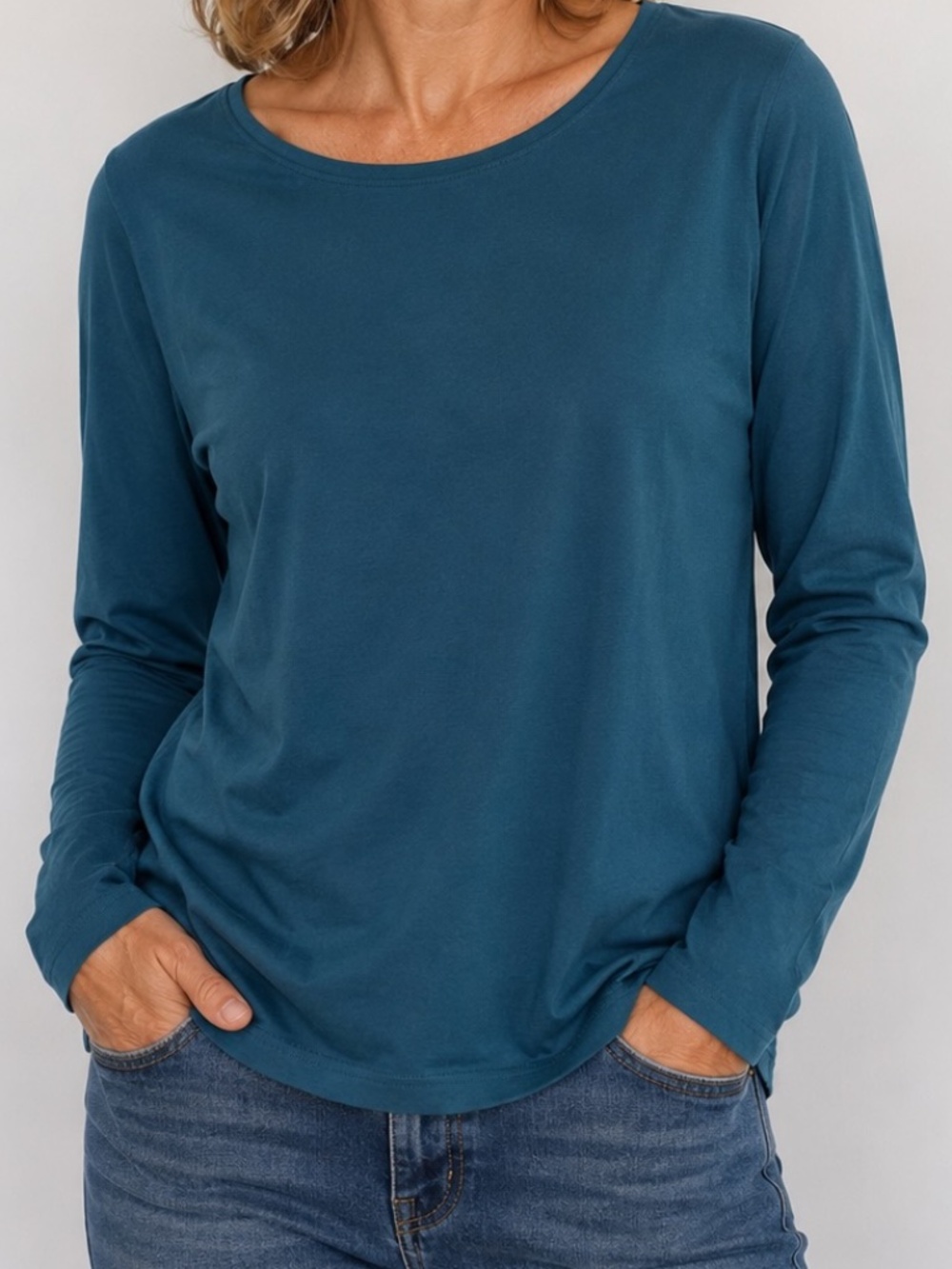 Ellen Tracy Long Sleeve Shirt Womens Size XL Turquoise Supima Cotton Casual